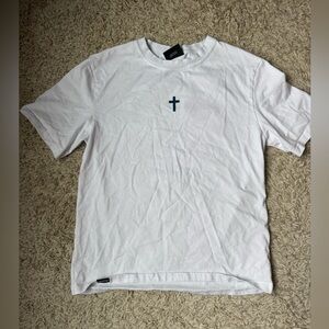 Revelation Men’s Classic White Tee with Cross Design